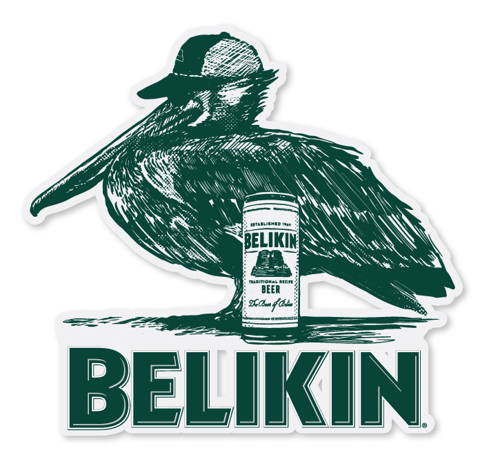 BELIKIN BIRD AND BEER DECAL - 4″ × 3.76″